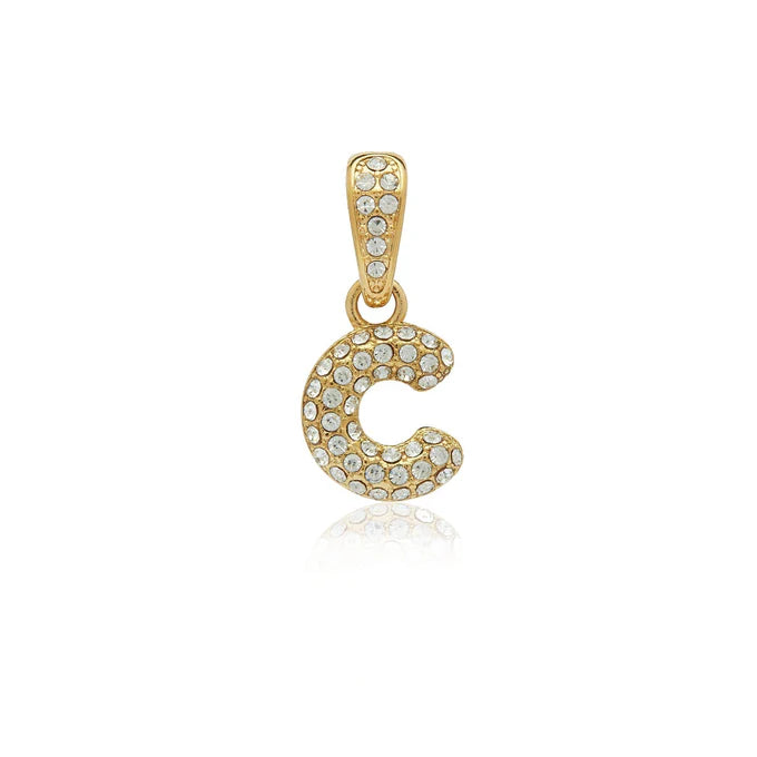 Bubble Initial Tennis Necklace (Gold)