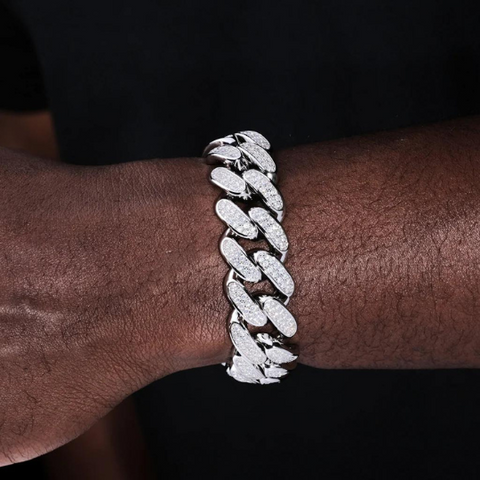 ICED CUBAN LINK BRACELET (19MM) IN WHITE GOLD