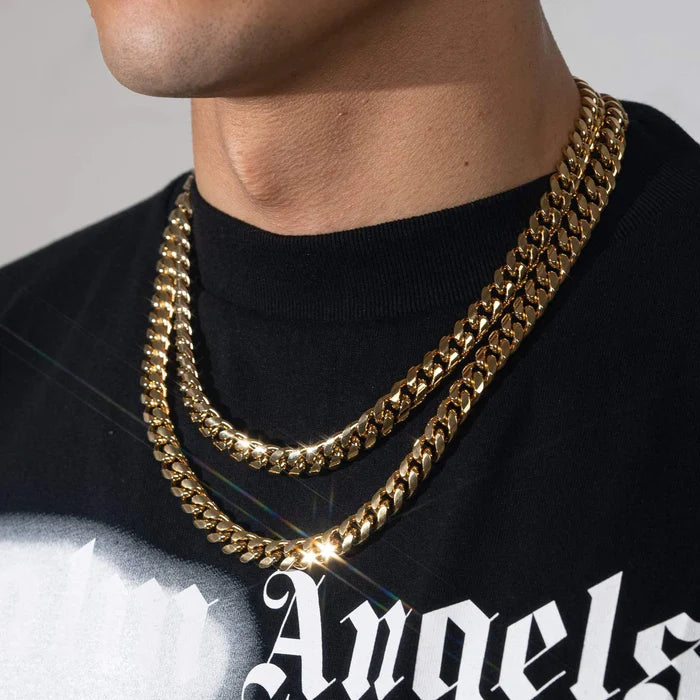 10MM CUBAN ICED CLASP CHAIN - GOLD