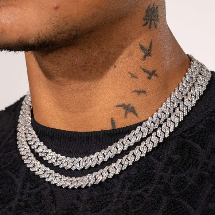 10MM MONACO CHAIN - WHITE GOLD