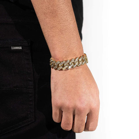 20MM BAGUETTE MIAMI LINK BRACELET - GOLD