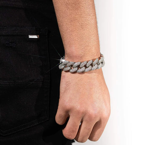 20MM ICED CUBAN BRACELET - WHITE GOLD