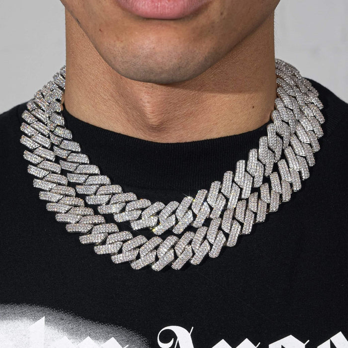 20MM MONACO CHAIN - WHITE GOLD