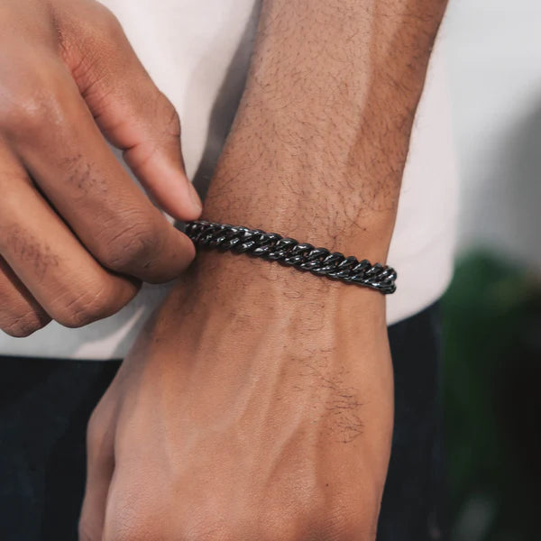 8mm Black Miami Cuban Bracelet