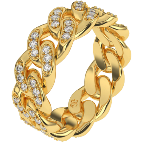 DIAMOND CUBAN LINK RING 6MM