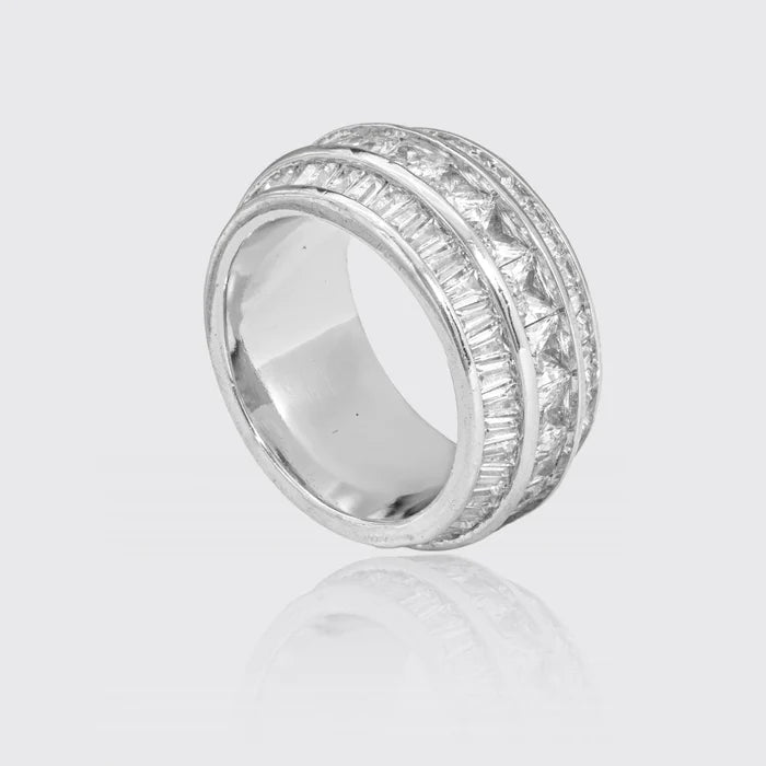 3 ROW BAGUETTE RING - WHITE GOLD