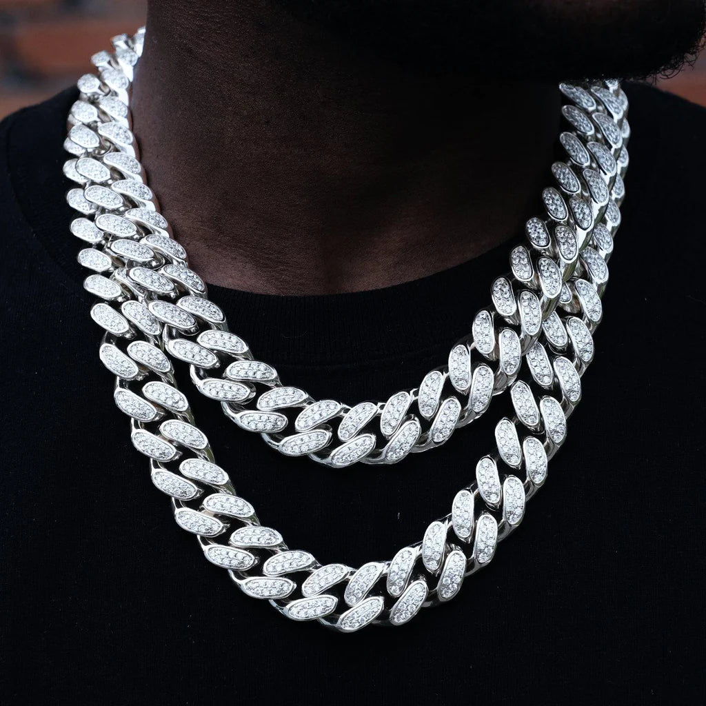 BOX CLASP ICED CUBAN LINK CHAIN 19MM