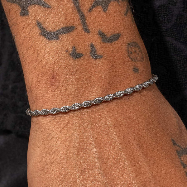 3MM ROPE BRACELET - WHITE GOLD