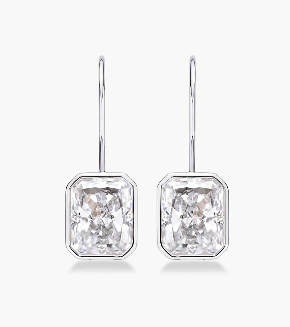 Bezel Radiant Cut Drop Earrings