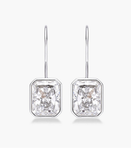 Bezel Radiant Cut Drop Earrings