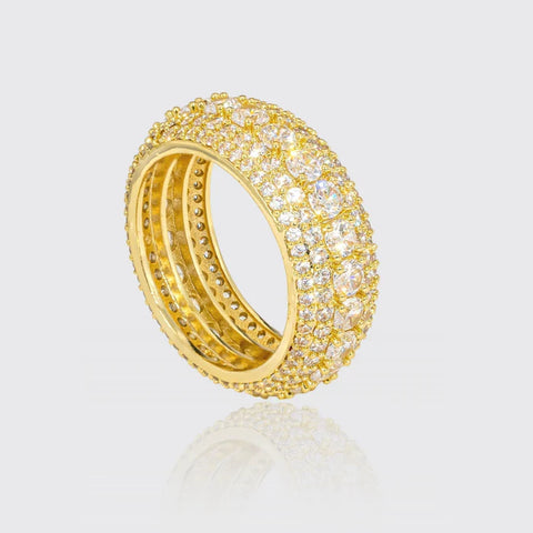 5 ROW ICED RING - GOLD