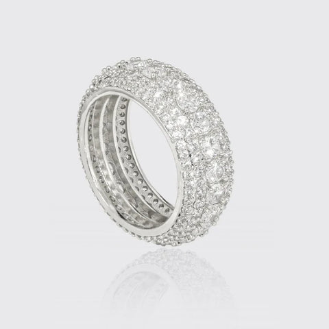 5 ROW ICED RING - WHITE GOLD