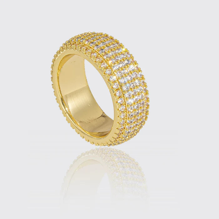 5 ROW PAVED RING - GOLD