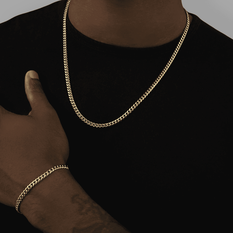 CUBAN LINK CHAIN + BRACELET SET YELLOW GOLD | 5MM