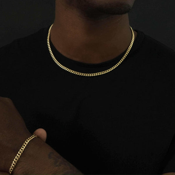 CUBAN LINK CHAIN + BRACELET SET YELLOW GOLD | 5MM