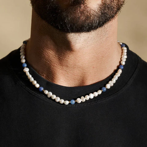 COBALT BLUE - REAL PEARL NECKLACE