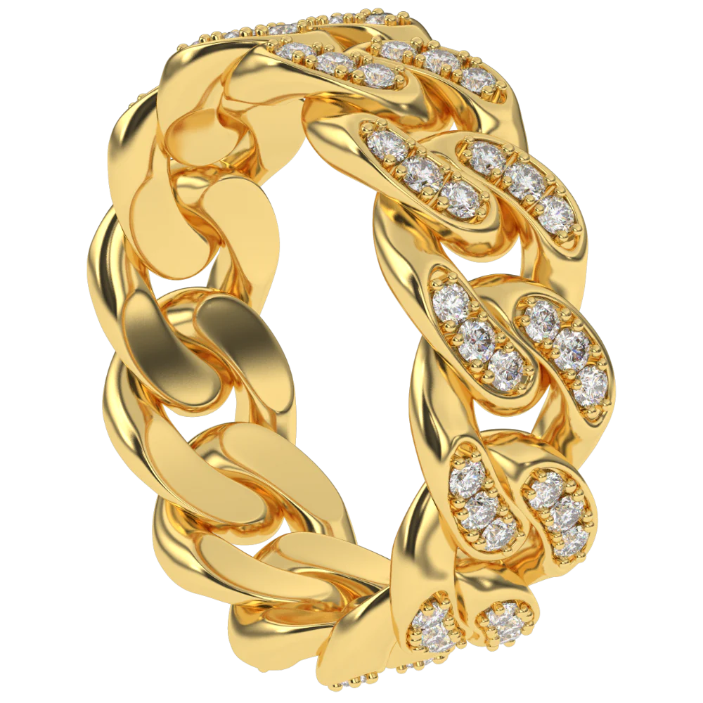 DIAMOND CUBAN LINK RING 6MM