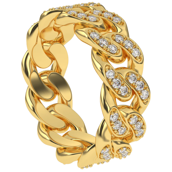 DIAMOND CUBAN LINK RING 6MM