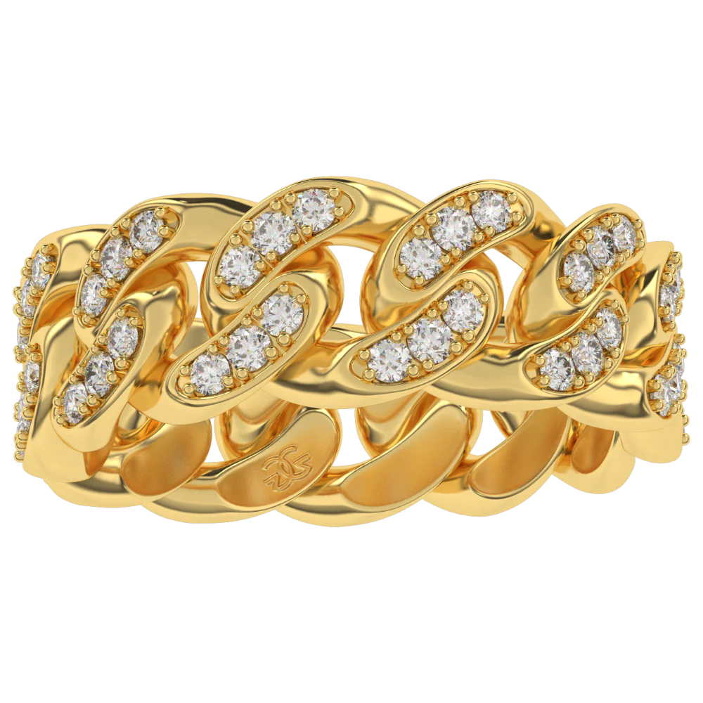 DIAMOND CUBAN LINK RING 6MM