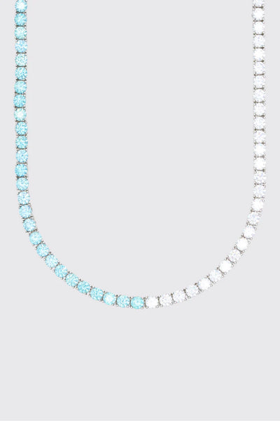 5MM PALE BLUE & WHITE TENNIS CHAIN - WHITE GOLD