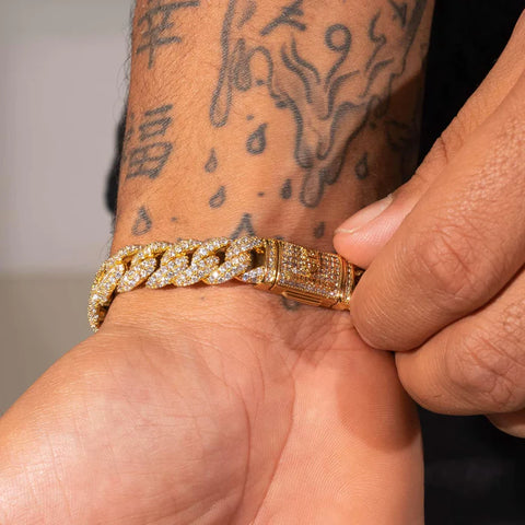 8MM ICED CUBAN LINK BRACELET - GOLD