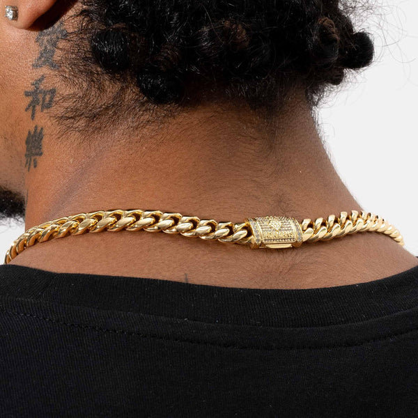 10MM CUBAN ICED CLASP CHAIN - GOLD