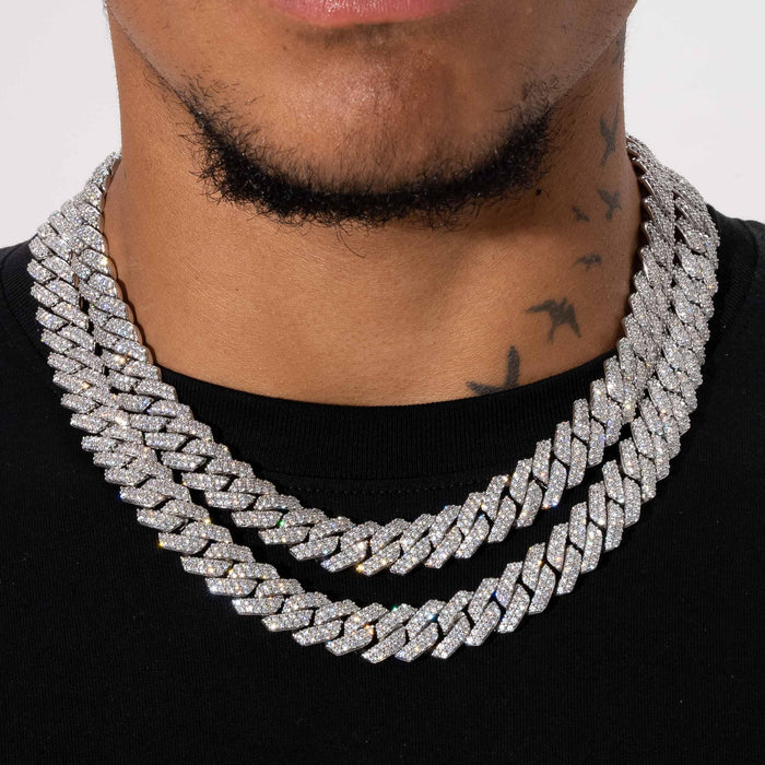 14MM MONACO CHAIN + BRACELET - WHITE GOLD