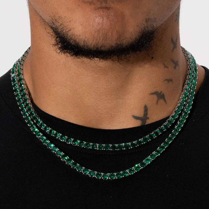 5MM TENNIS CHAIN - GREEN EMERALD