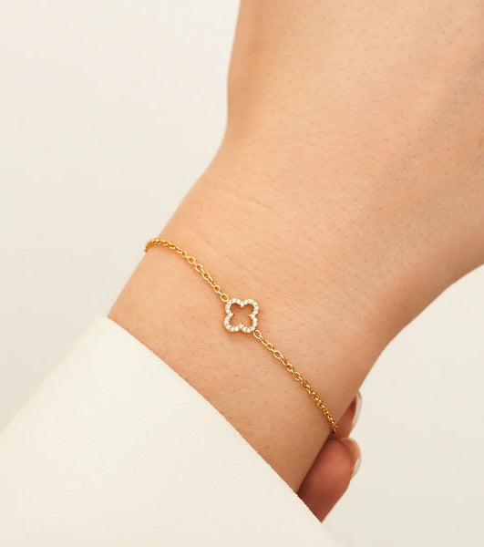 Crystal Clover Bracelet (Gold)