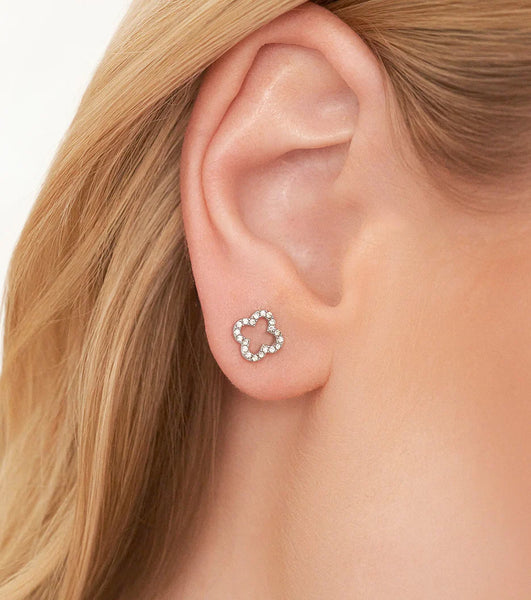 Crystal Clover Studs (Silver)