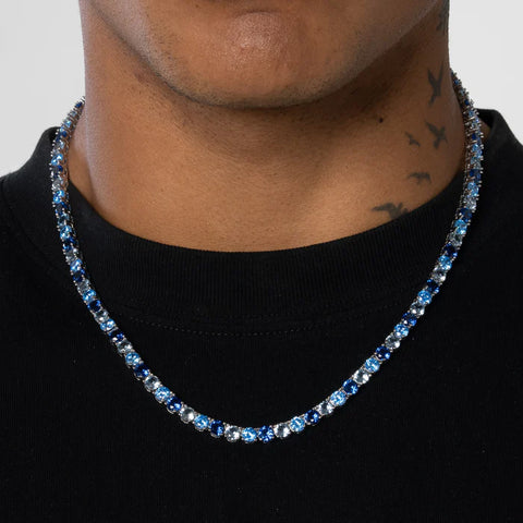 5MM TRI-BLUE DIAMOND TENNIS CHAIN - WHITE GOLD