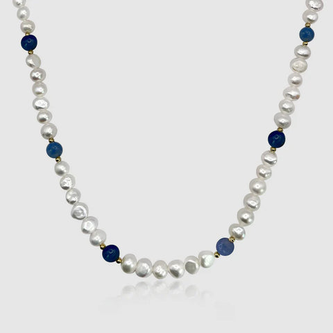 COBALT BLUE - REAL PEARL NECKLACE