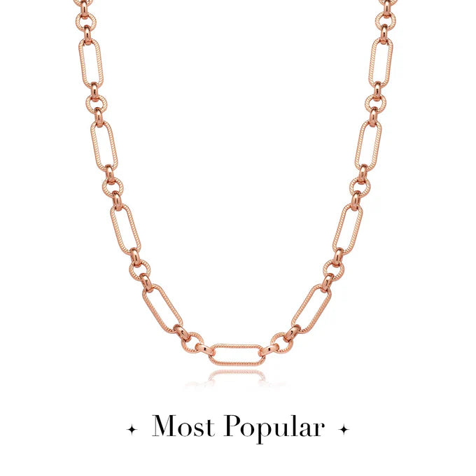 Figaro Chain Necklace (Rose Gold)