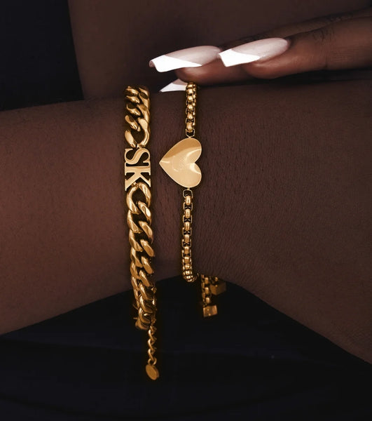 Personalize Heart Bracelet (Gold)