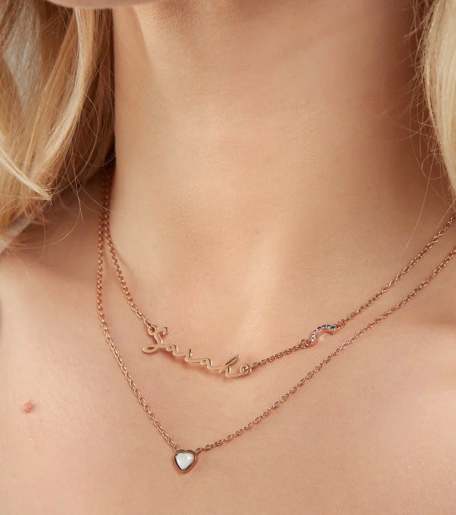 Mini Heart Birthstone Necklace (Rose Gold)