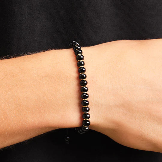 Onyx Beaded Bracelet - Gold