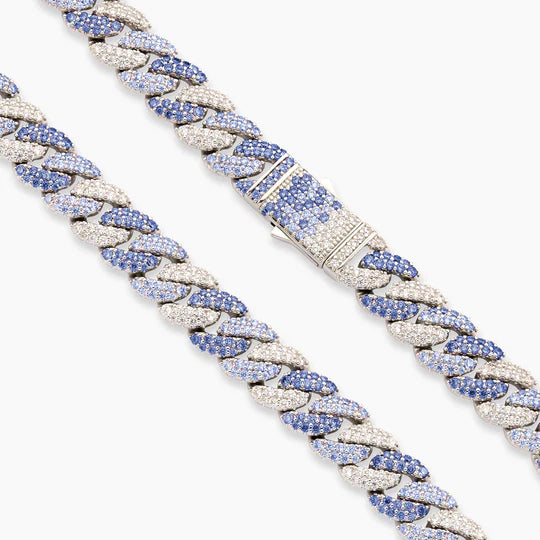 Blue Iced Out Cuban Link Chain 10mm