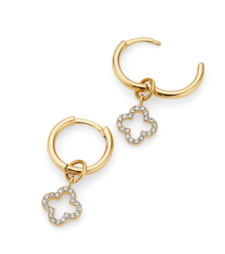 Clover Huggie Hoops (Gold)