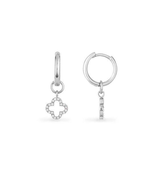 Clover Huggie Hoops (Silver)