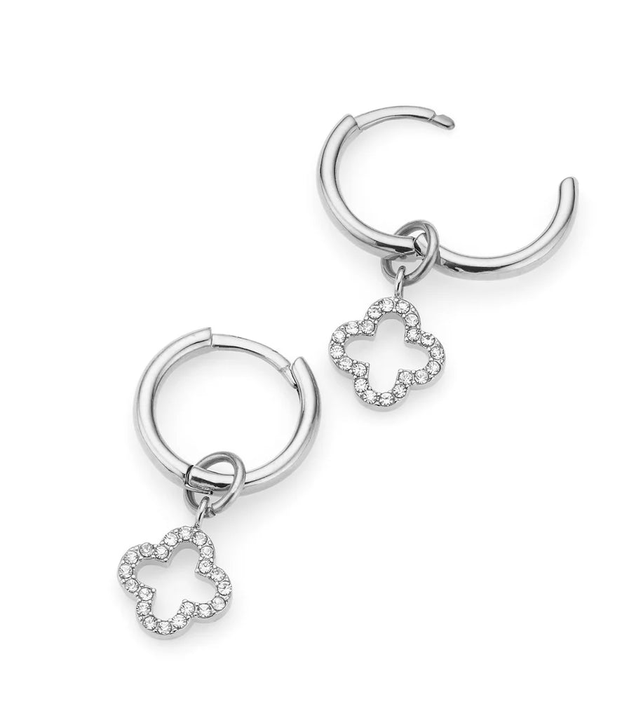 Clover Huggie Hoops (Silver)