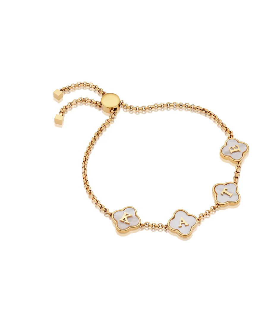 Clover Custom Name Bracelet (Gold)