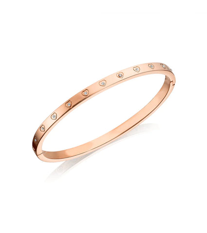 Crystal Heart Bangle (Rose Gold)