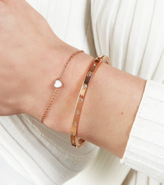 Crystal Heart Bangle (Rose Gold)