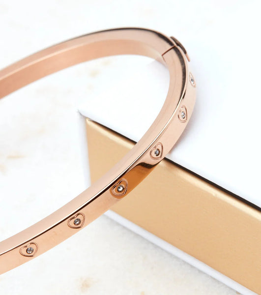 Crystal Heart Bangle (Rose Gold)