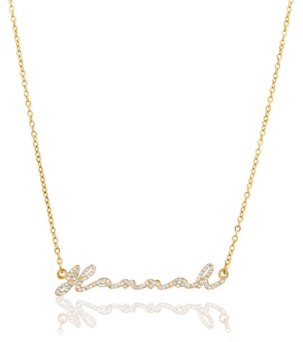 Crystal Signature Name Necklace (Gold)