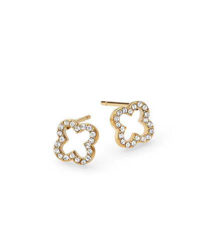 Crystal Clover Studs (Gold)