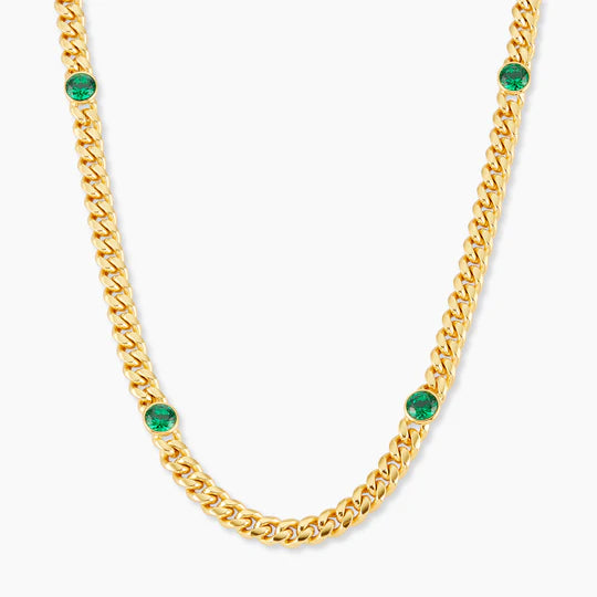 Cuban Link Emerald Inset Chain