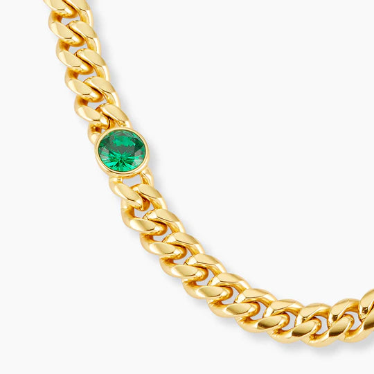 Cuban Link Emerald Inset Chain