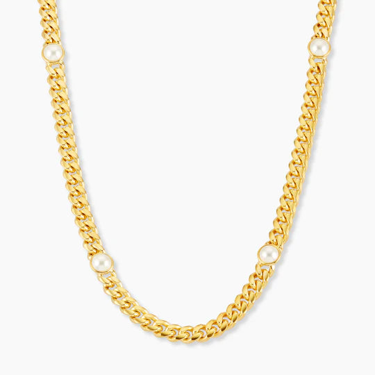 Cuban Link Pearl Inset Chain