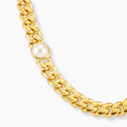 Cuban Link Pearl Inset Chain